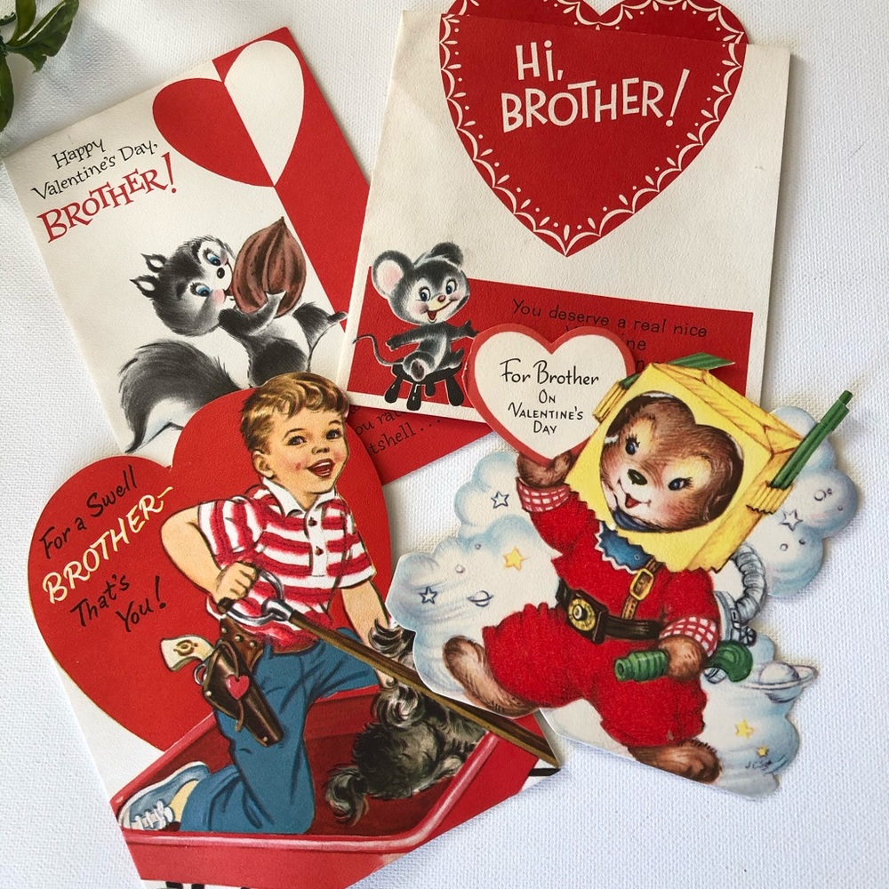 Vintage Valentines - Brother- Set of 4- Unused
